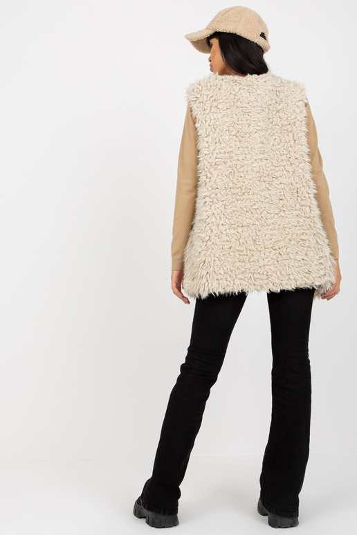 Hallie's bēšā kažokādas veste