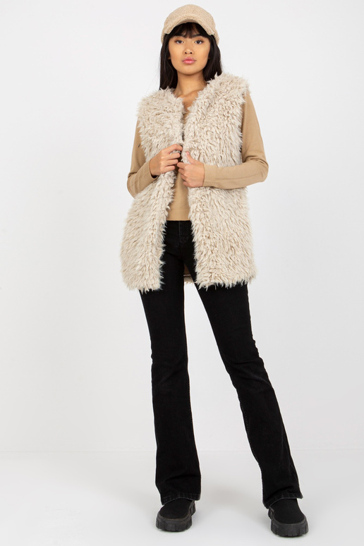 Hallie's bēšā kažokādas veste