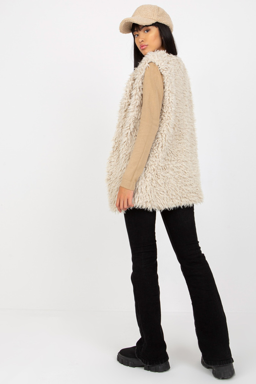 Hallie's bēšā kažokādas veste