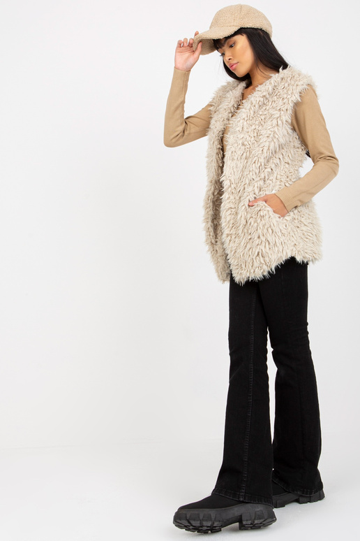 Hallie's bēšā kažokādas veste