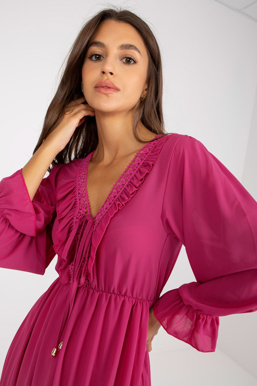 Fuksijas krāsas boho kleita ar...