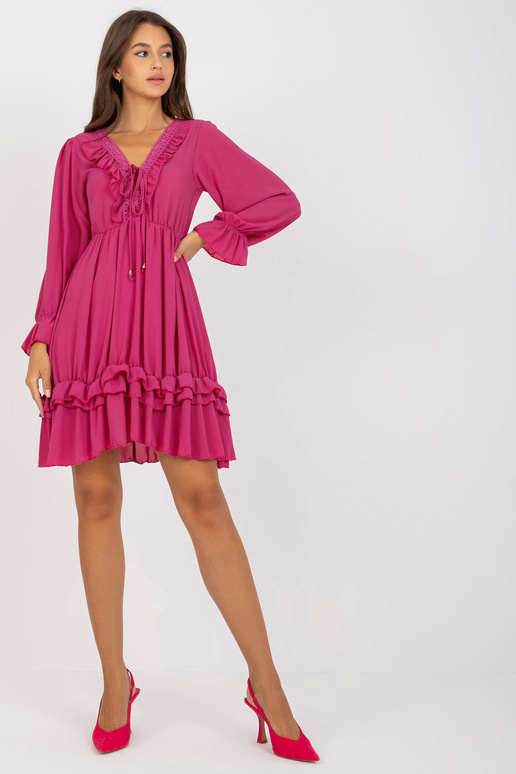 Fuksijas krāsas boho kleita ar...