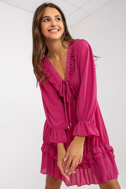 Fuksijas krāsas boho kleita ar...