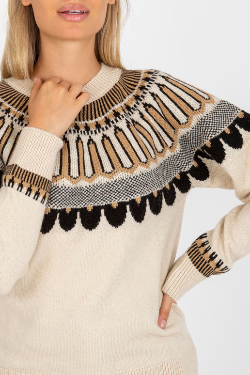 Bēšs klasisks sieviešu džemperis ar...