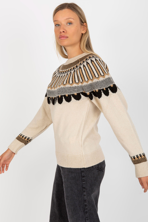 Bēšs klasisks sieviešu džemperis ar...