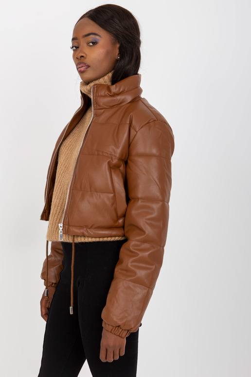 Brūna īsa eko ādas ziemas jaka Brūna īsa eko ādas ziemas jaka