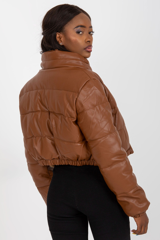 Brūna īsa eko ādas ziemas jaka Brūna īsa eko ādas ziemas jaka