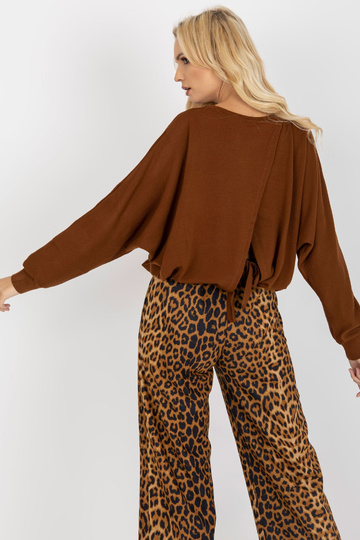 Braune lockere Bluse ar...