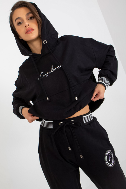 Schwarzes Lockeres Sweatshirt-Set ar...