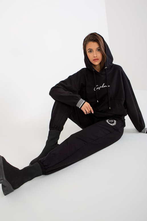 Schwarzes Lockeres Sweatshirt-Set ar...
