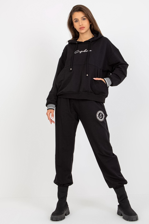 Schwarzes Lockeres Sweatshirt-Set ar...
