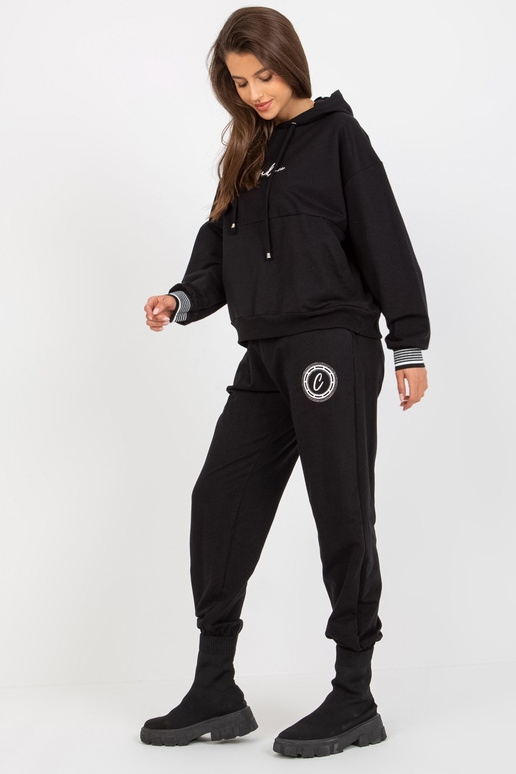 Schwarzes Lockeres Sweatshirt-Set ar...