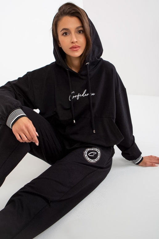 Schwarzes Lockeres Sweatshirt-Set ar...