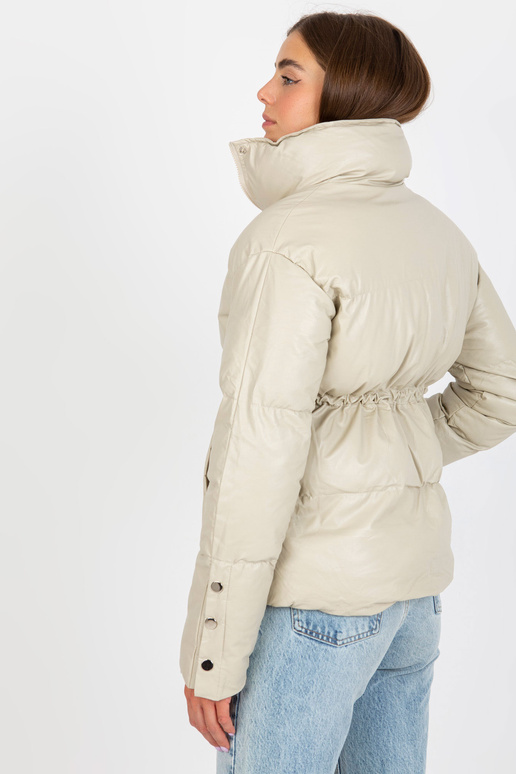 Gaiši bēša eko ādas ziemas jaka ar...