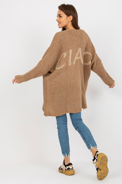 Tumši bēša trikotāžas jaka ar...