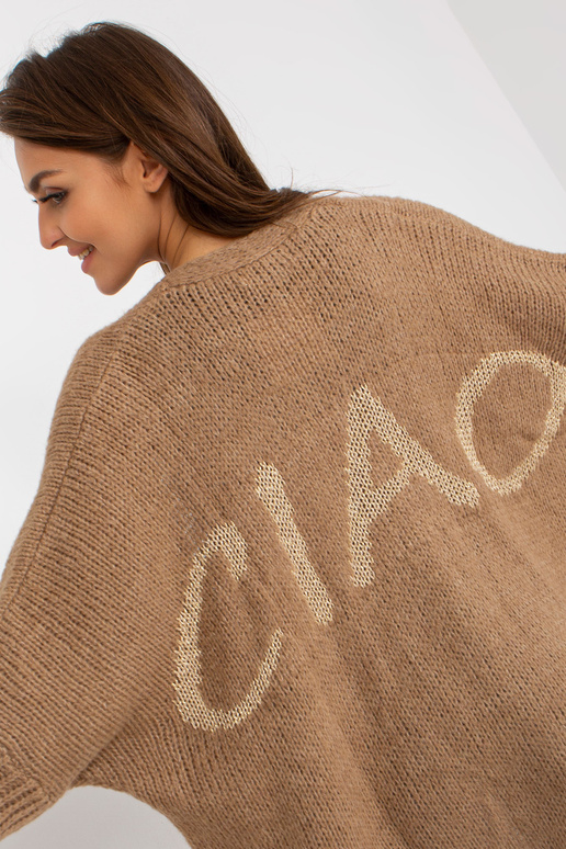 Tumši bēša trikotāžas jaka ar...