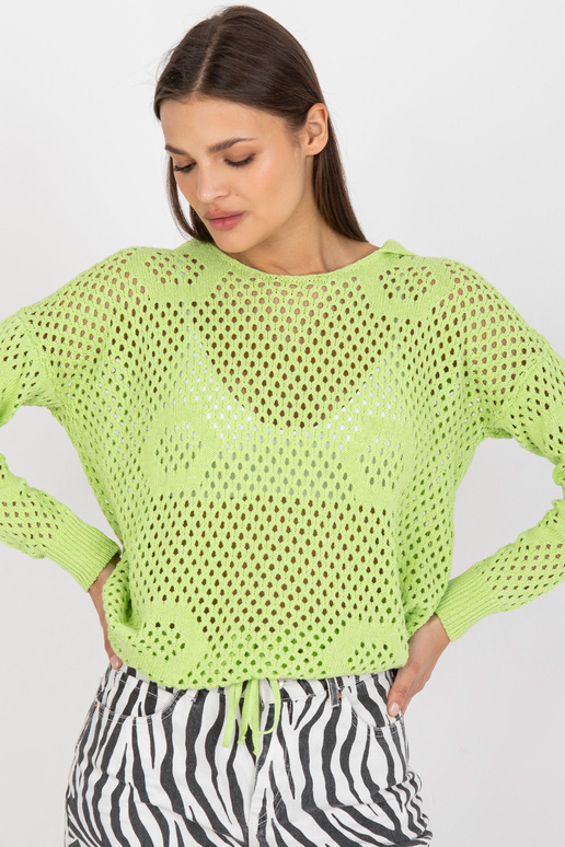 Gaiši zaļš ažūra oversize džemperis...