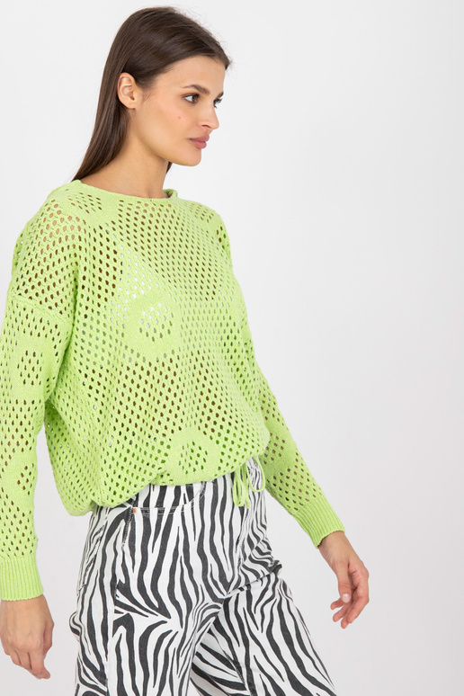 Gaiši zaļš ažūra oversize džemperis...