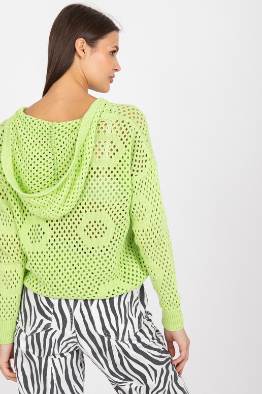 Gaiši zaļš ažūra oversize džemperis...
