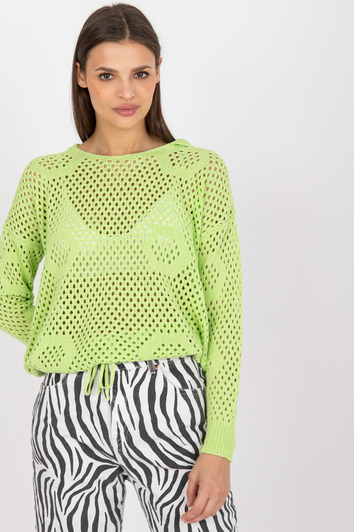 Gaiši zaļš ažūra oversize džemperis...
