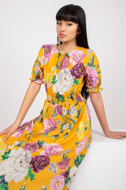 Dzeltena Midi kleita ar Melani ziedu...