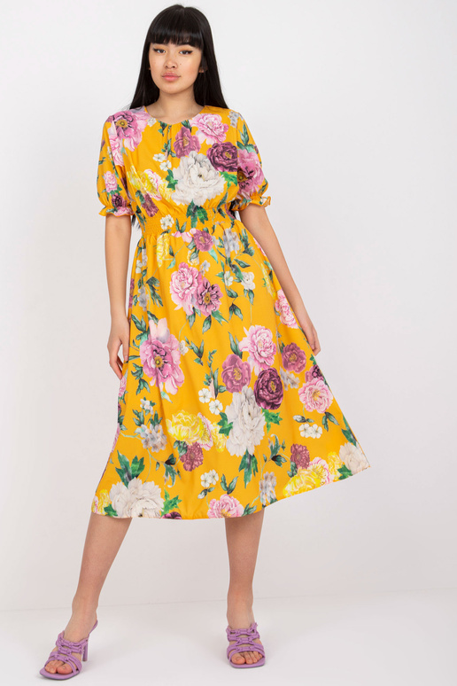 Dzeltena Midi kleita ar Melani ziedu...
