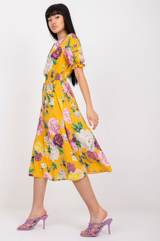 Dzeltena Midi kleita ar Melani ziedu...