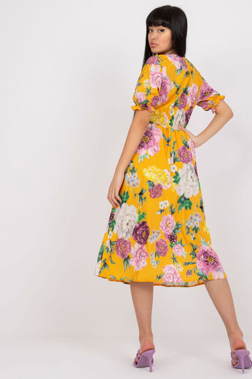 Dzeltena Midi kleita ar Melani ziedu...