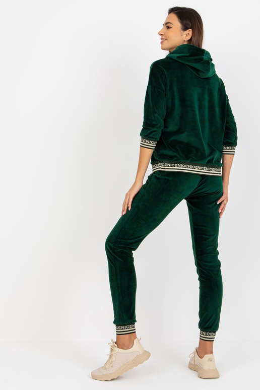 Dunkelgrünes zweiteiliges Veloursset...