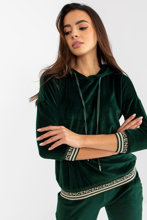 Dunkelgrünes zweiteiliges Veloursset...