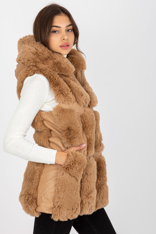 Kamieļu eko ādas veste ar kažokādu un...