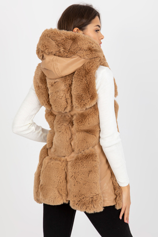 Kamieļu eko ādas veste ar kažokādu un...