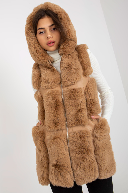 Kamieļu eko ādas veste ar kažokādu un...