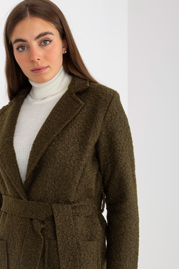 Haki plīša maxi mētelis ar...