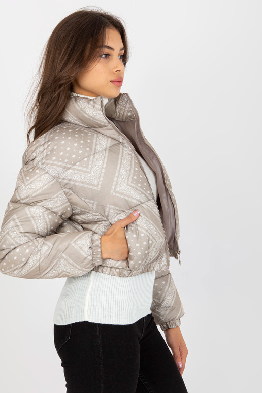 Bēša īsa dūnu stepēta jaka bez kapuces