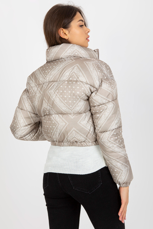 Bēša īsa dūnu stepēta jaka bez kapuces