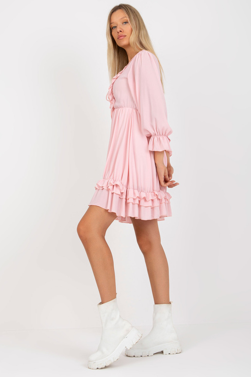 Bāli rozā mini flounce boho kleita...