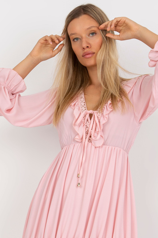 Bāli rozā mini flounce boho kleita...