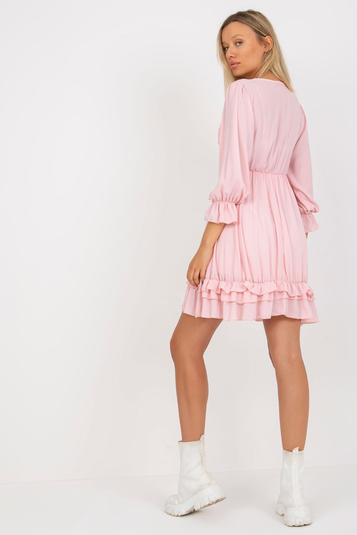 Bāli rozā mini flounce boho kleita...