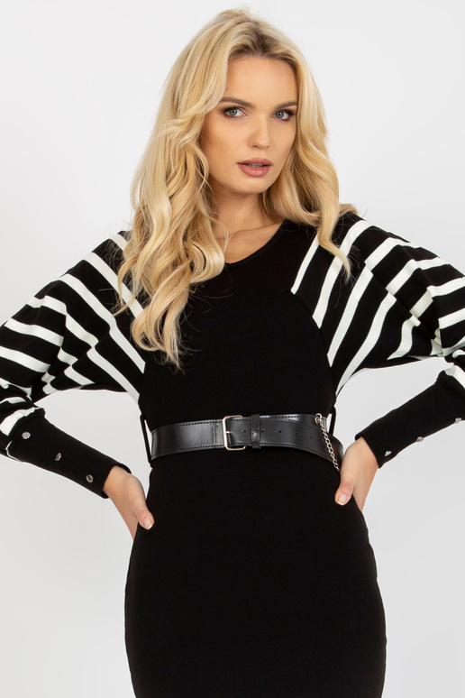 Schwarz-Weißes Midikleid ar Gürtel OCH BELLA