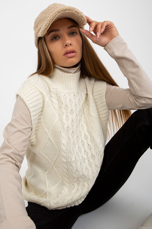 Balta adīta veste ar SUBLEVEL kabeļiem