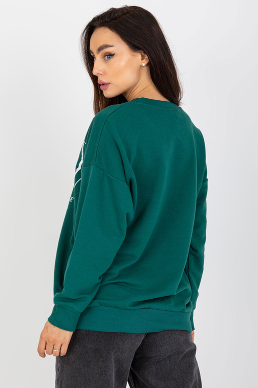 Tumši zaļa kokvilnas apdrukas džemperis Tumši zaļa kokvilnas apdrukas džemperis