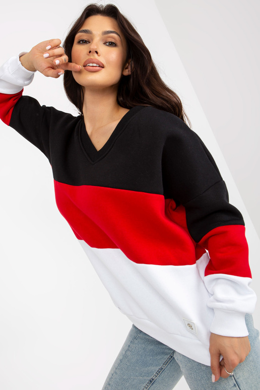 Weißes und rotes Sweatshirt Basic ar... Weißes und rotes Sweatshirt Basic ar...