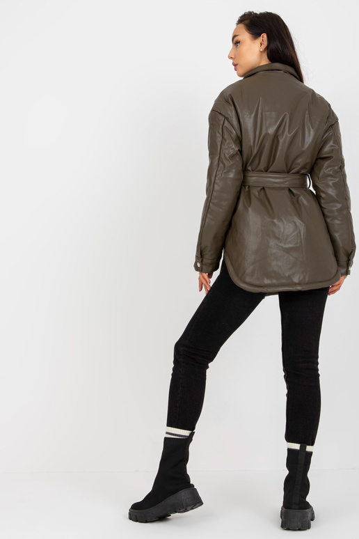 Haki krāsas dūnu jaka no eko ādas ar... Haki krāsas dūnu jaka no eko ādas ar...