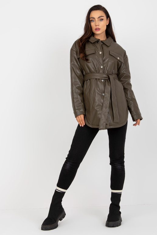 Haki krāsas dūnu jaka no eko ādas ar... Haki krāsas dūnu jaka no eko ādas ar...