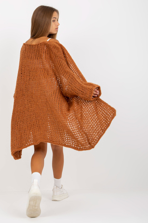 Brūna trikotāžas plata pinuma jaka...