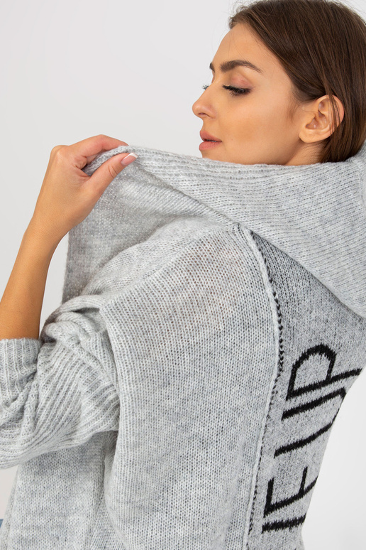 Pelēks trikotāžas jaka ar uzrakstu...