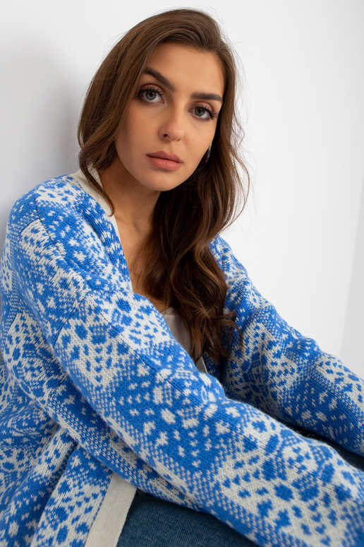 Balta un zila raksta sieviešu jaka...