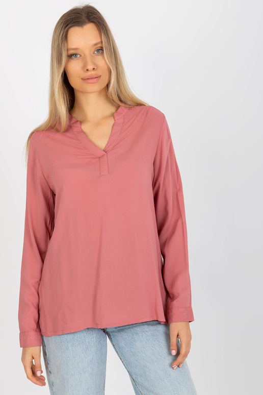 Putekļaini rozā gluda blūze ar V... Putekļaini rozā gluda blūze ar V...