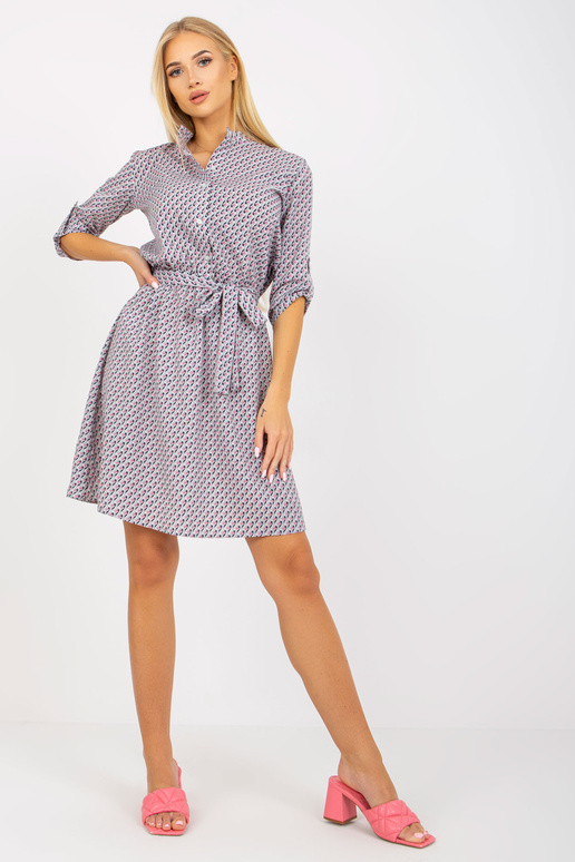 Pelēka raksta ikdienas kleita ar viskozi